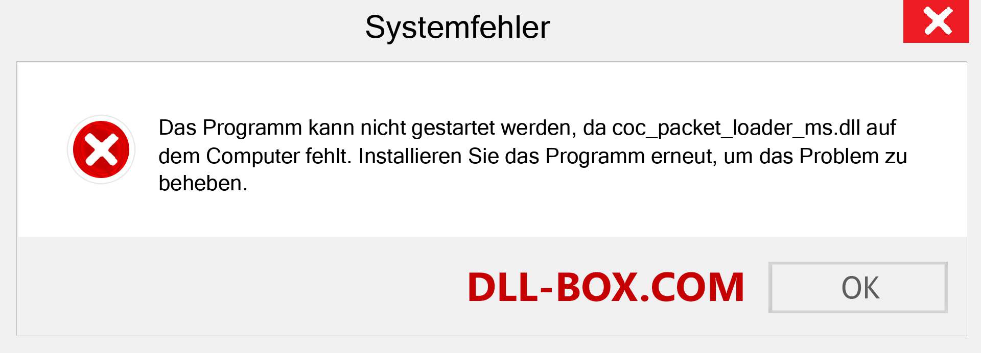 coc_packet_loader_ms.dll-Datei fehlt?. Download für Windows 7, 8, 10 - Fix coc_packet_loader_ms dll Missing Error unter Windows, Fotos, Bildern