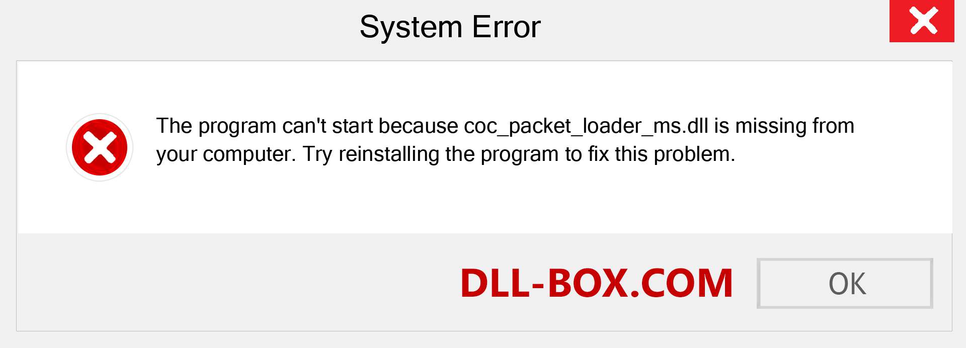  coc_packet_loader_ms.dll file is missing?. Download for Windows 7, 8, 10 - Fix  coc_packet_loader_ms dll Missing Error on Windows, photos, images