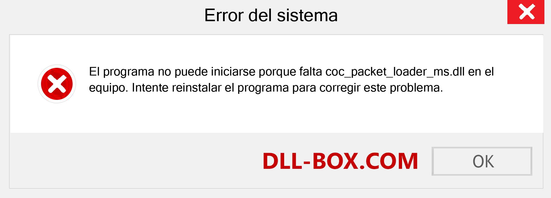 ¿Falta el archivo coc_packet_loader_ms.dll ?. Descargar para Windows 7, 8, 10 - Corregir coc_packet_loader_ms dll Missing Error en Windows, fotos, imágenes